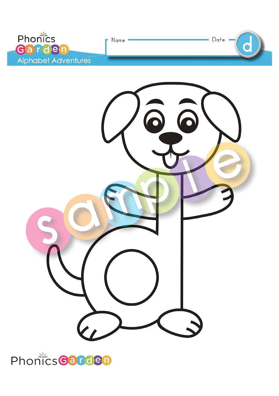 Dd letter craft dog lowercase d pages phonics garden