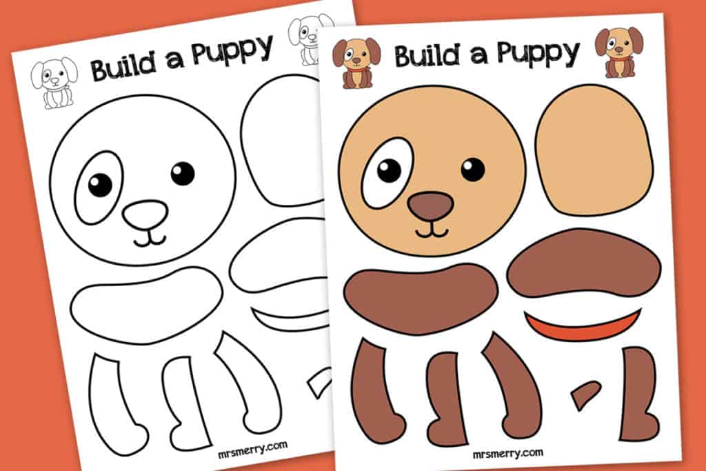 Free printable build a puppy craft for kids mrs merry