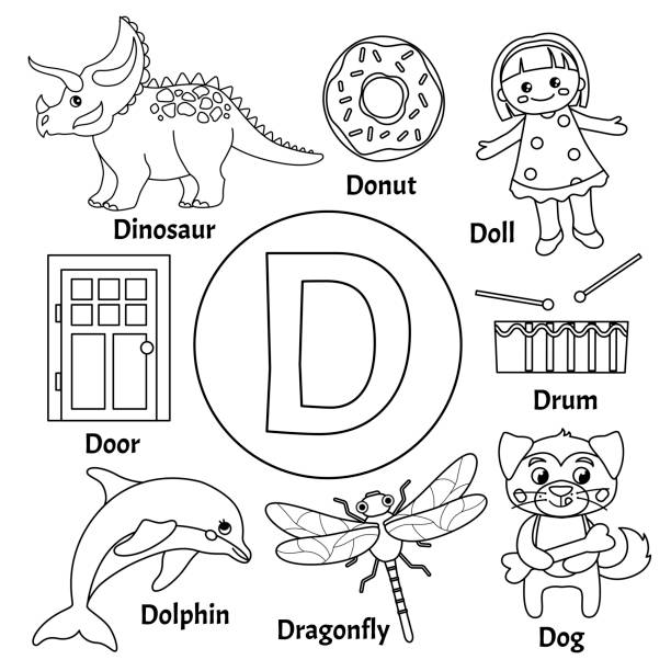 Flashcard letter d is for dolphin stock illustrations royalty