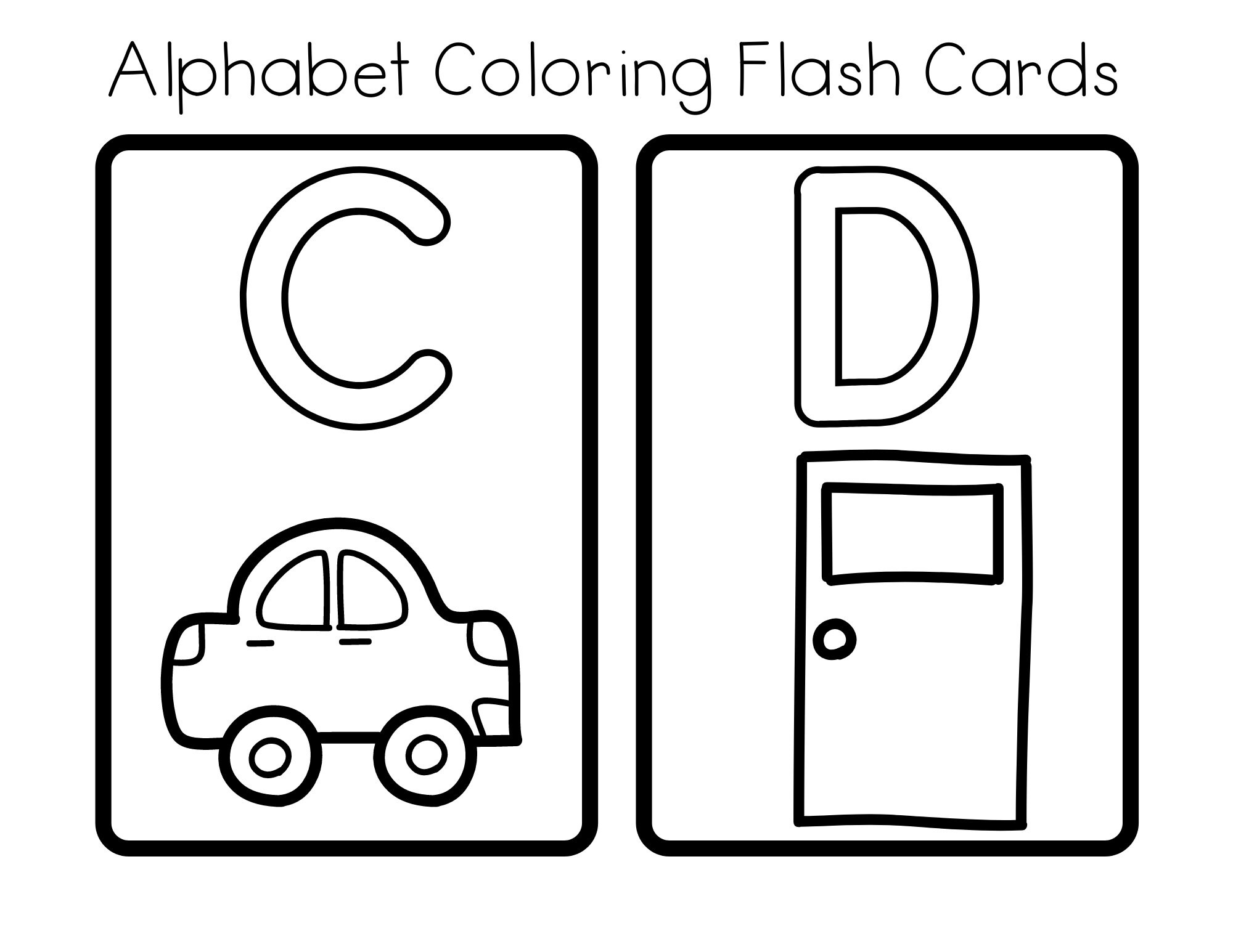 Alphabet coloring flash cards