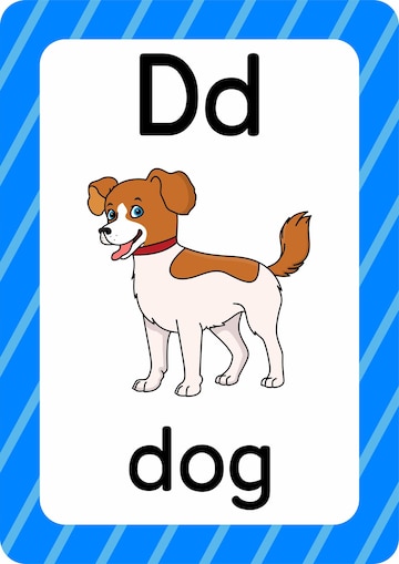 Premium vector dog vector isolated on white background letter d flashcard dog cartoon