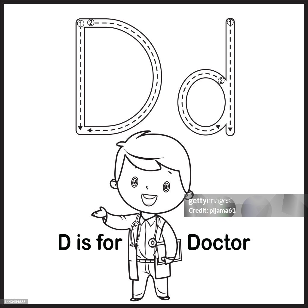 Flashcard letter d is for doctor vector illustration high