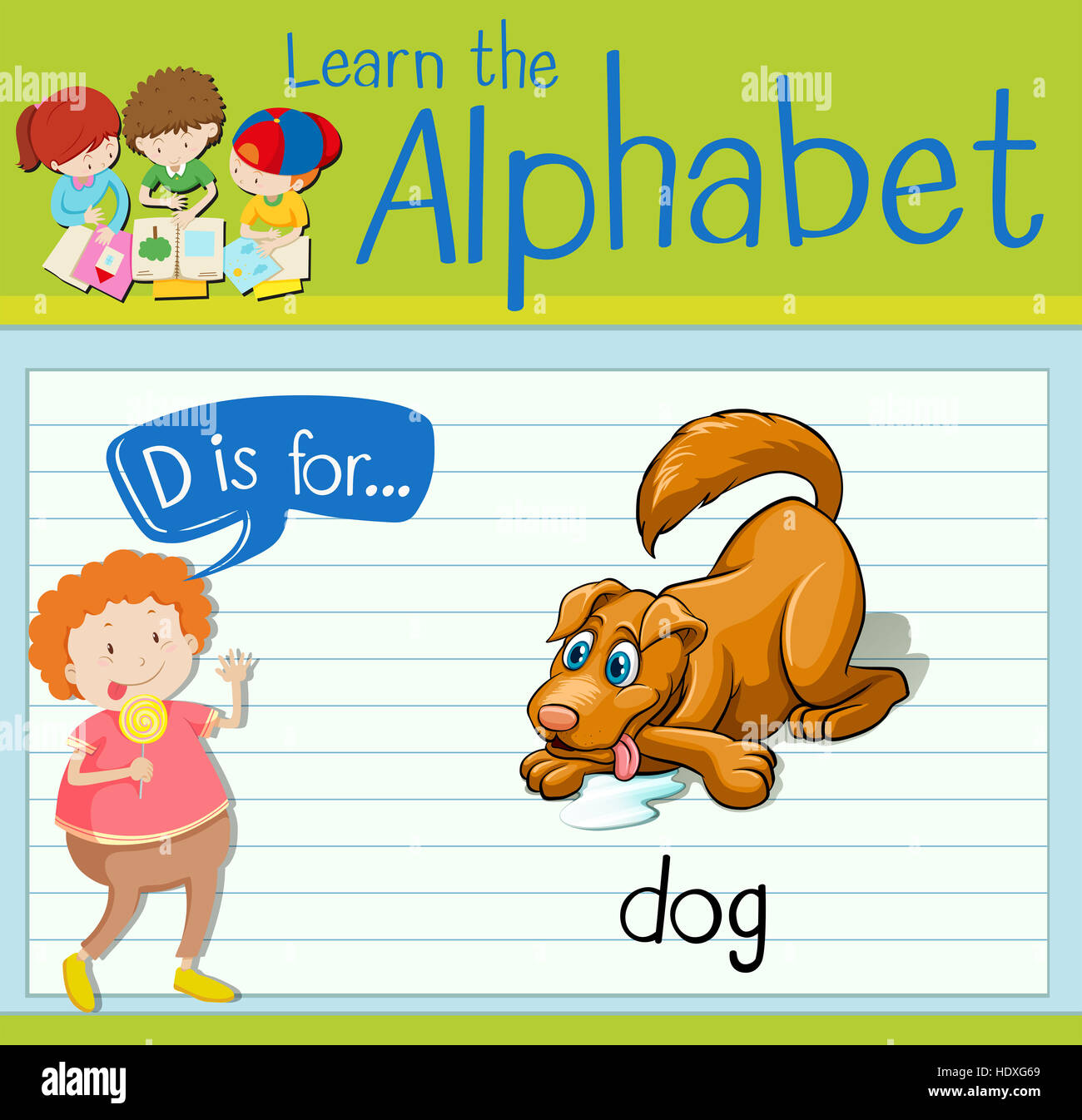 Flashcard letter dog illustration hi