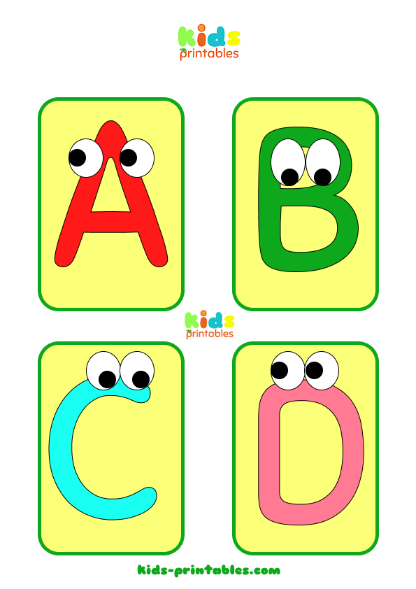 Funny letters flashcards kids