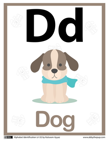 D is for dog alphabet flashcard free printable papercraft templates