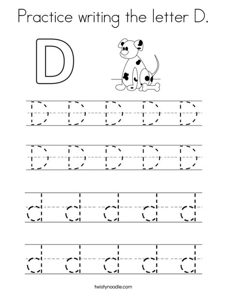 Practice writing the letter d coloring page