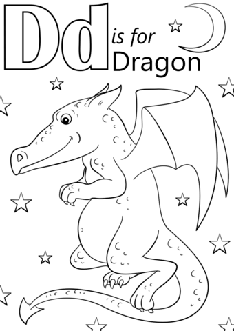 Letter d is for dragon coloring page free printable coloring pages