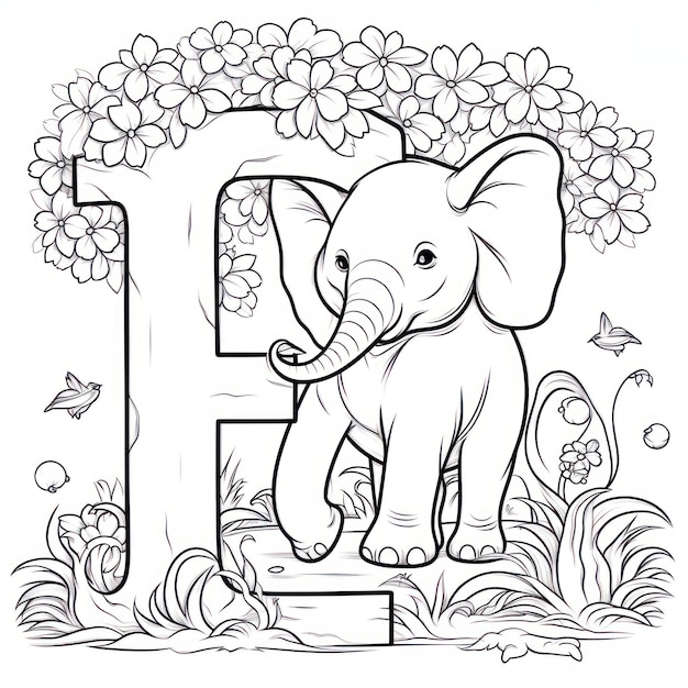 Premium photo a white coloring page featuring a large letter e generative ai