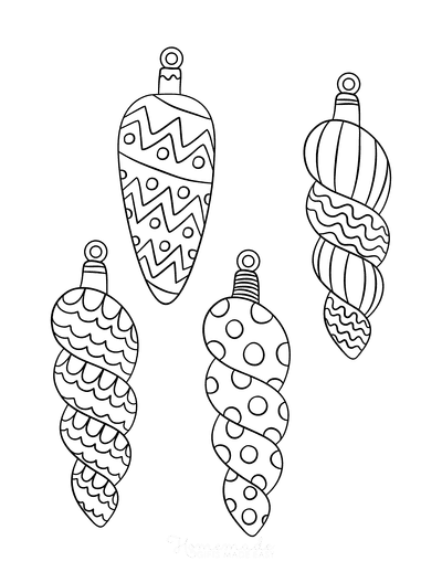 Printable christmas ornaments coloring pages blank templates