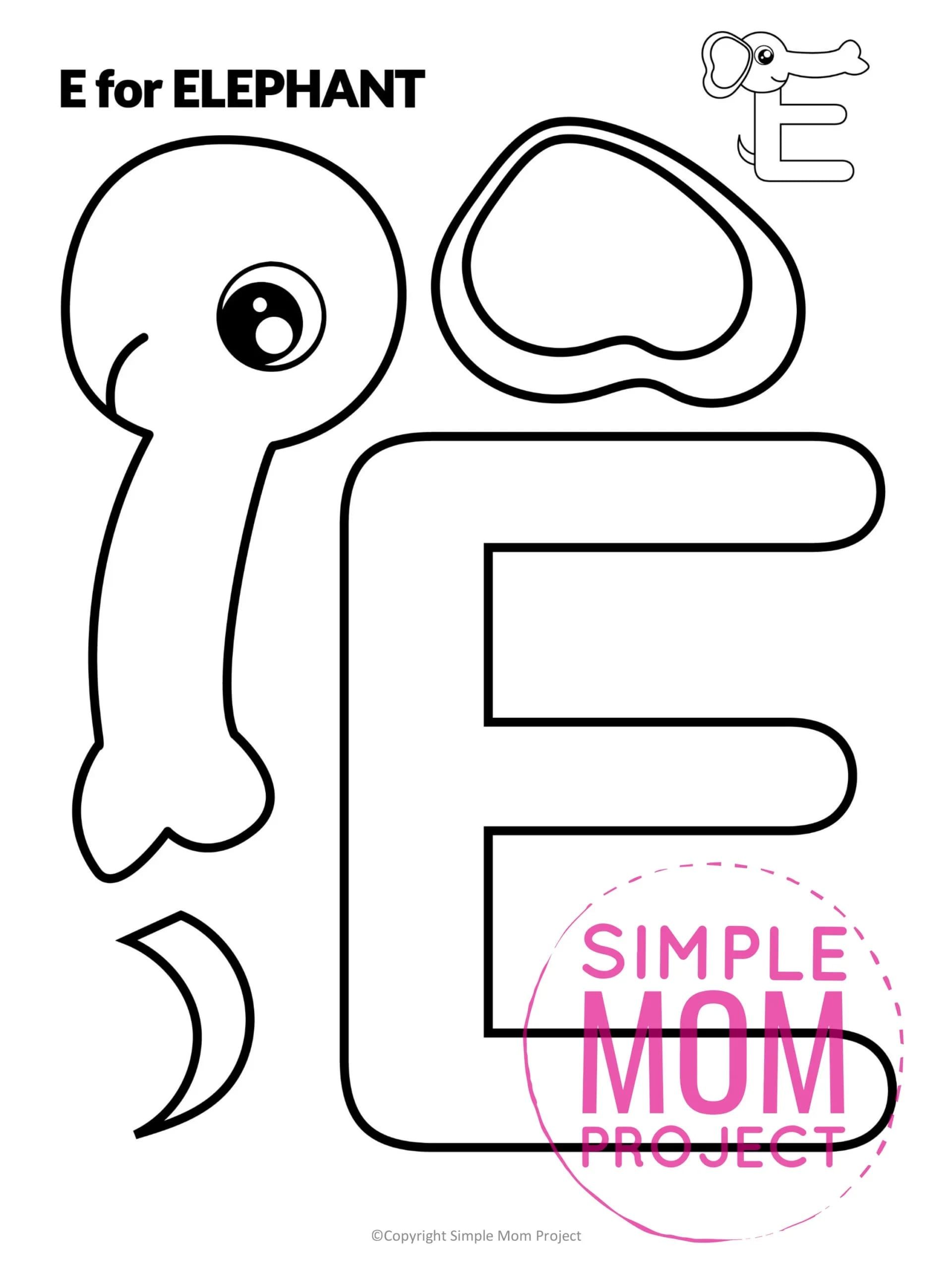 Free printable letter e craft template letter e craft letter a crafts elephant crafts
