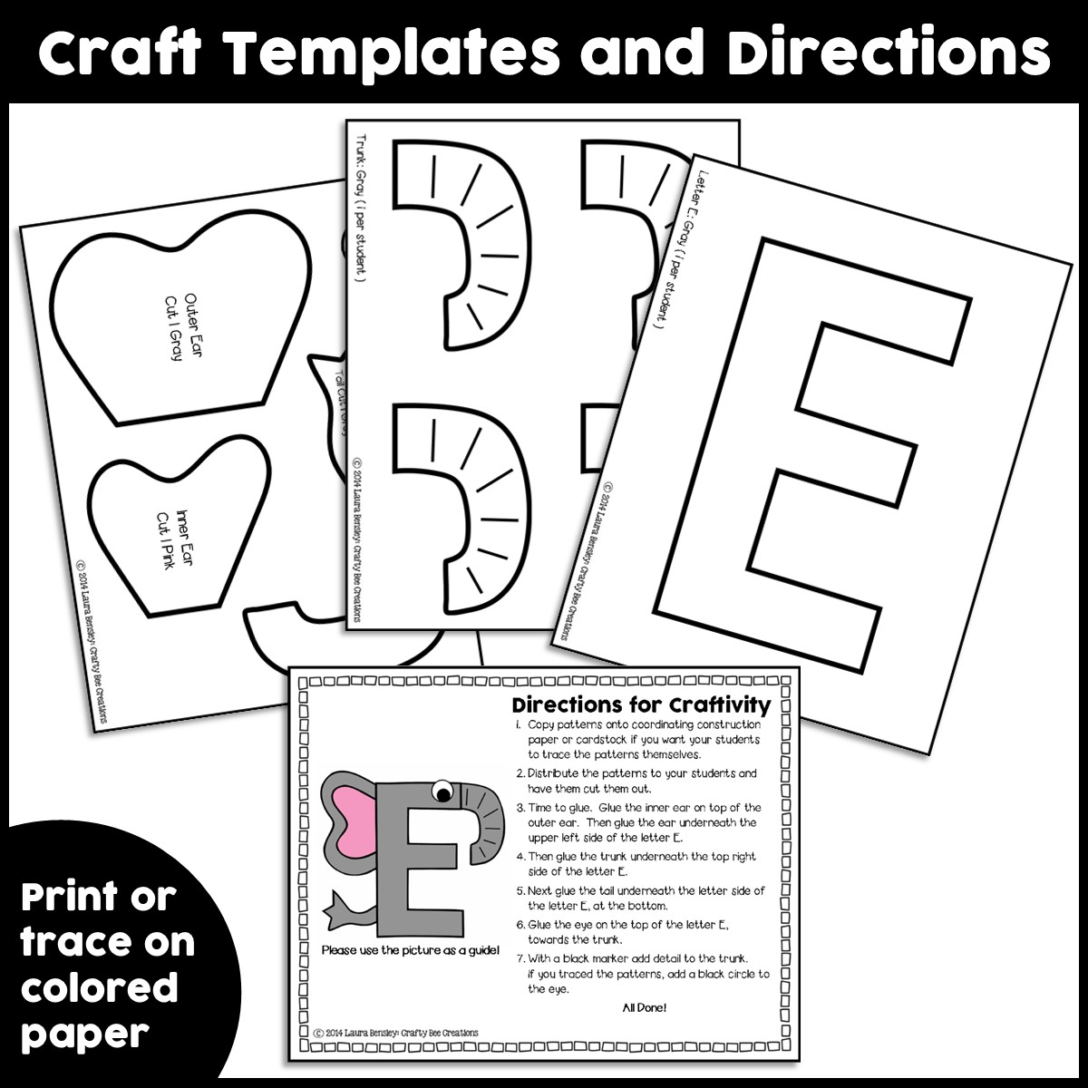 Letter e craft elephant craft alphabet crafts uppercase letter activities made by teachers