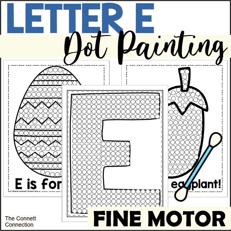 Letter e dot painting activity made by teachers