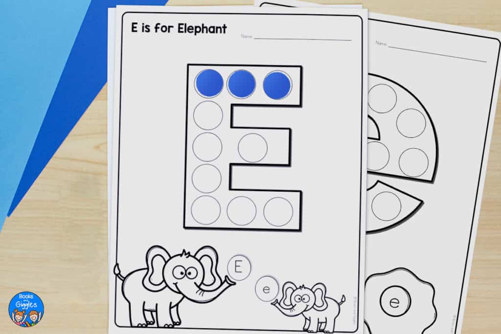 Letter e dot marker worksheets