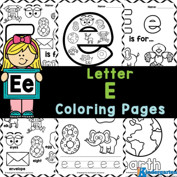 Free printable letter e coloring sheet pages for kids