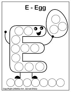 Set of abc dot marker coloring pages letter e for egg preschool alphabet printables dot markers preschool letters printables
