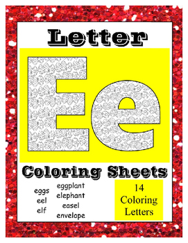 Alphabet coloring pages for the letter e beginning sound pictures for e