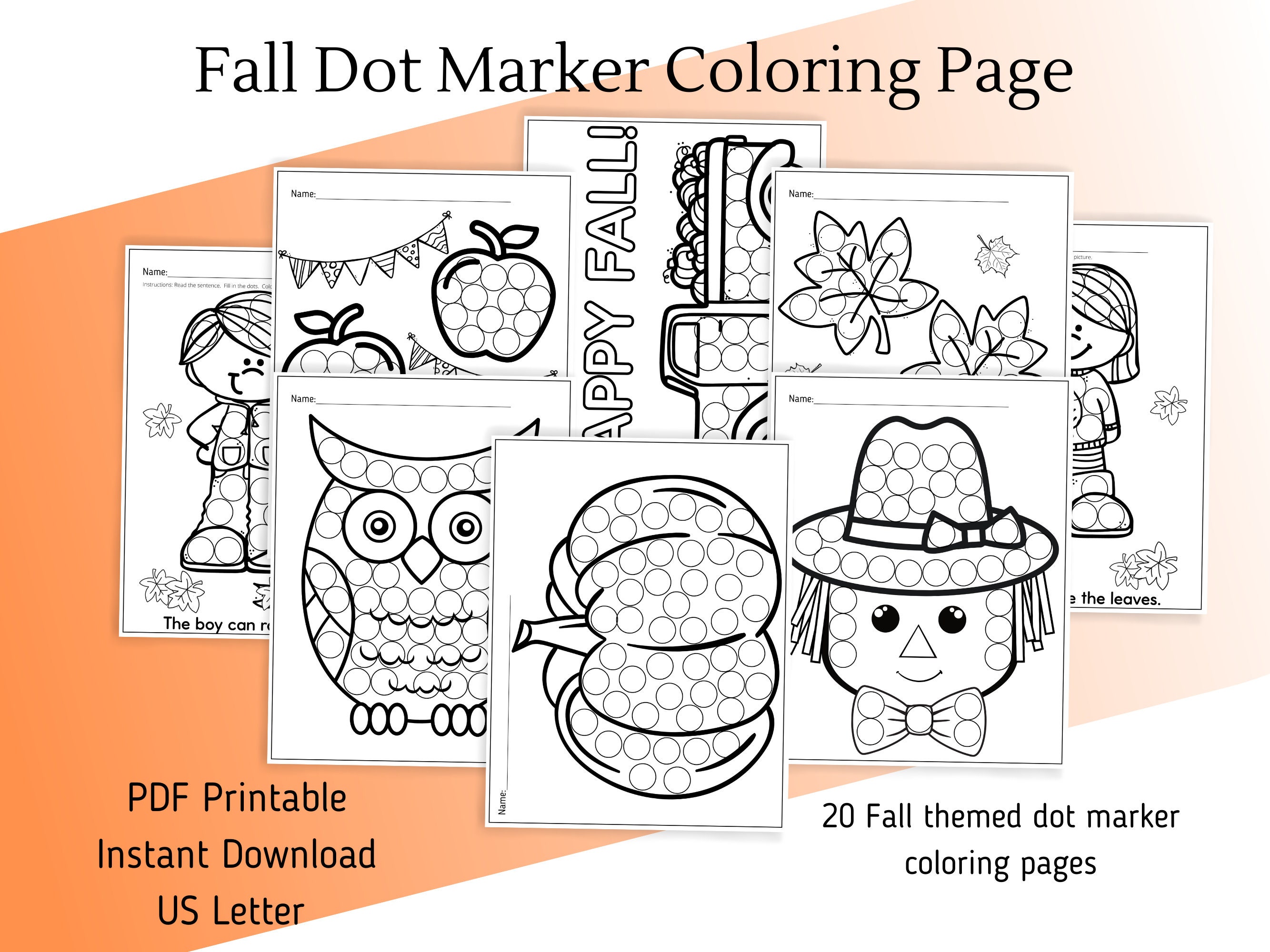 Fall themed dot coloring pages dot marker coloring page do