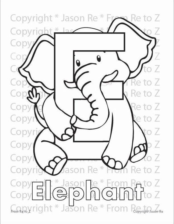 E is for elephant abcs coloring page alphabet printable digital download letter e classrooms and children of all ages