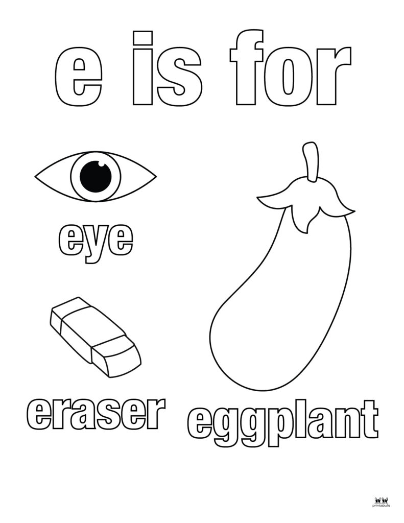 Letter e coloring pages