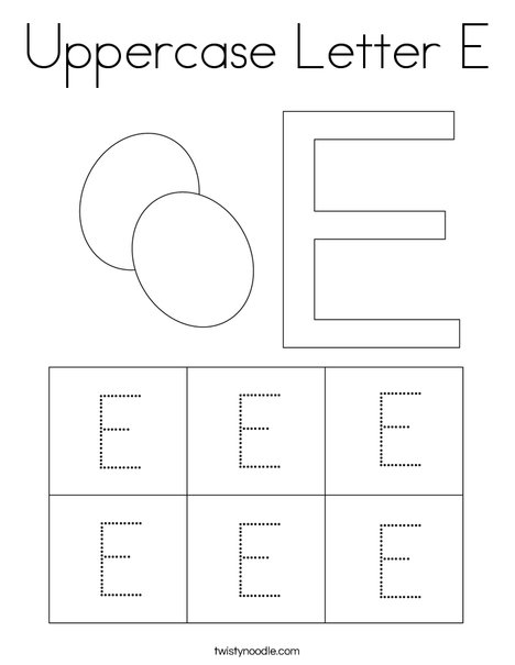 Uppercase letter e coloring page