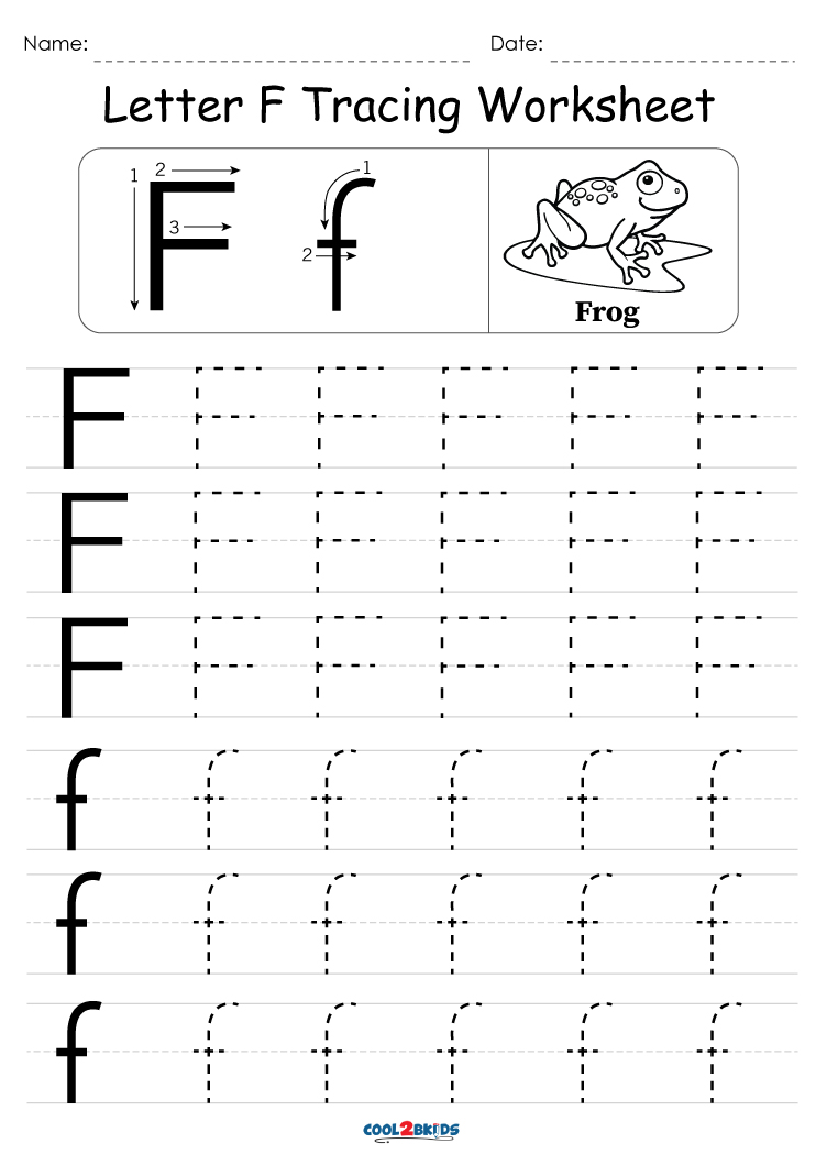 Free printable letter f tracing worksheets
