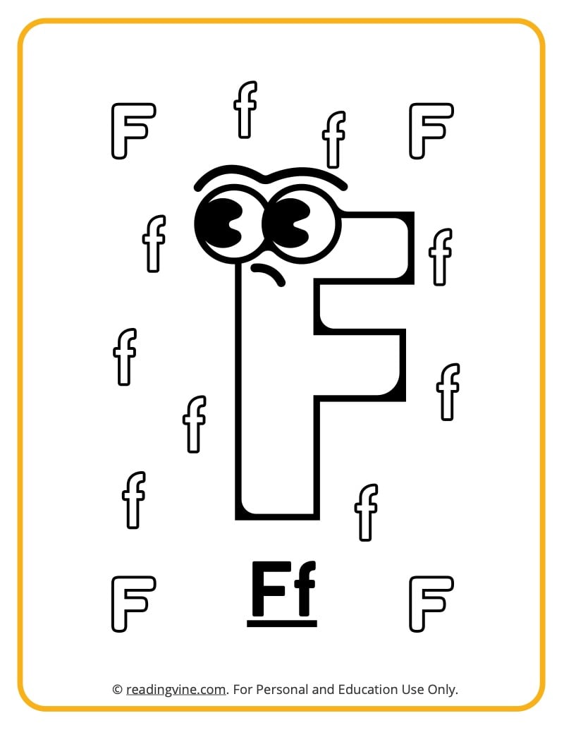 Letter f coloring pages