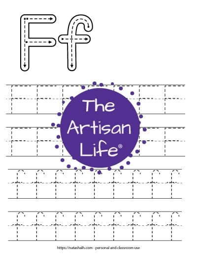Free printable letter f tracing worksheets