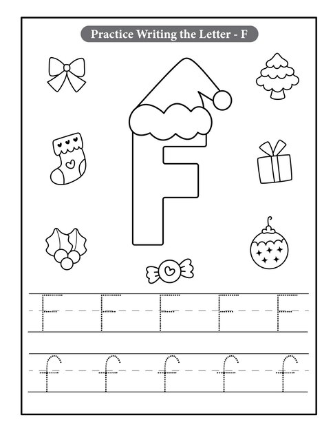 Premium vector fanny alphabet with christmas coloring pages for kids