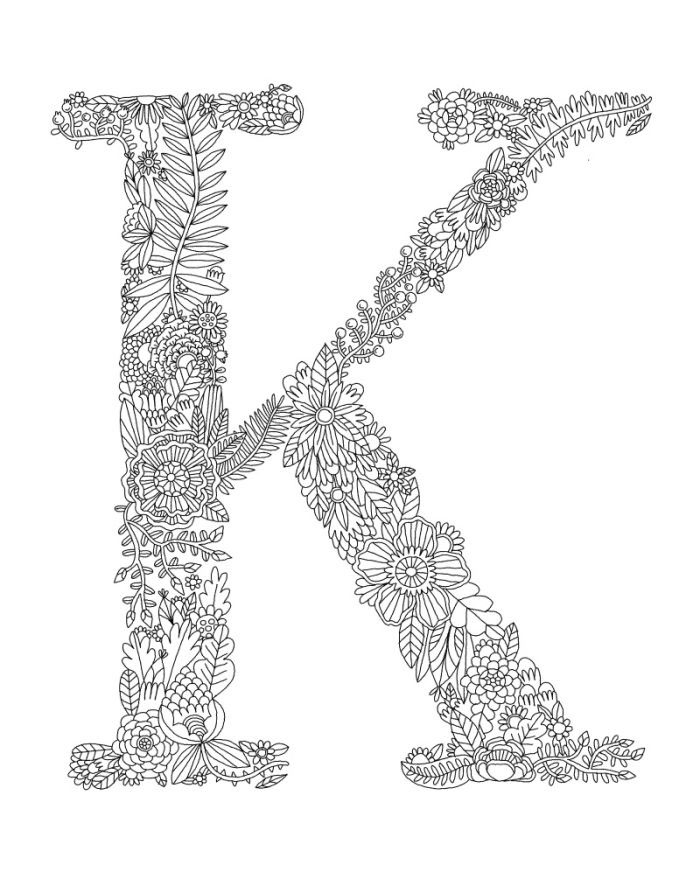 Adult coloring pages letters