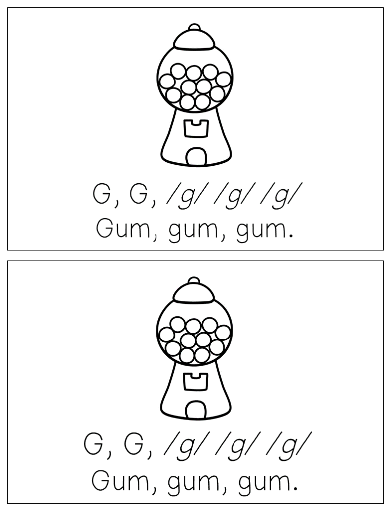 Alphabet letter g recognition sound practice book