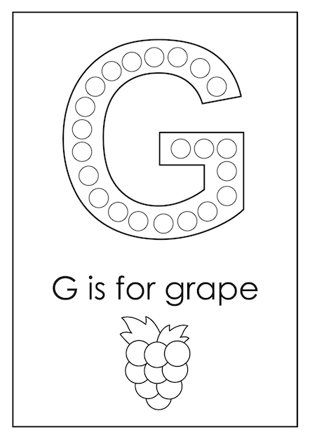 Premium vector learning english alphabet for kids letter g dot marker activity