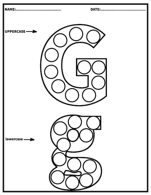 Premium vector alphabet dot markerdab the dot activity printable worksheetskindergarten coloring pages