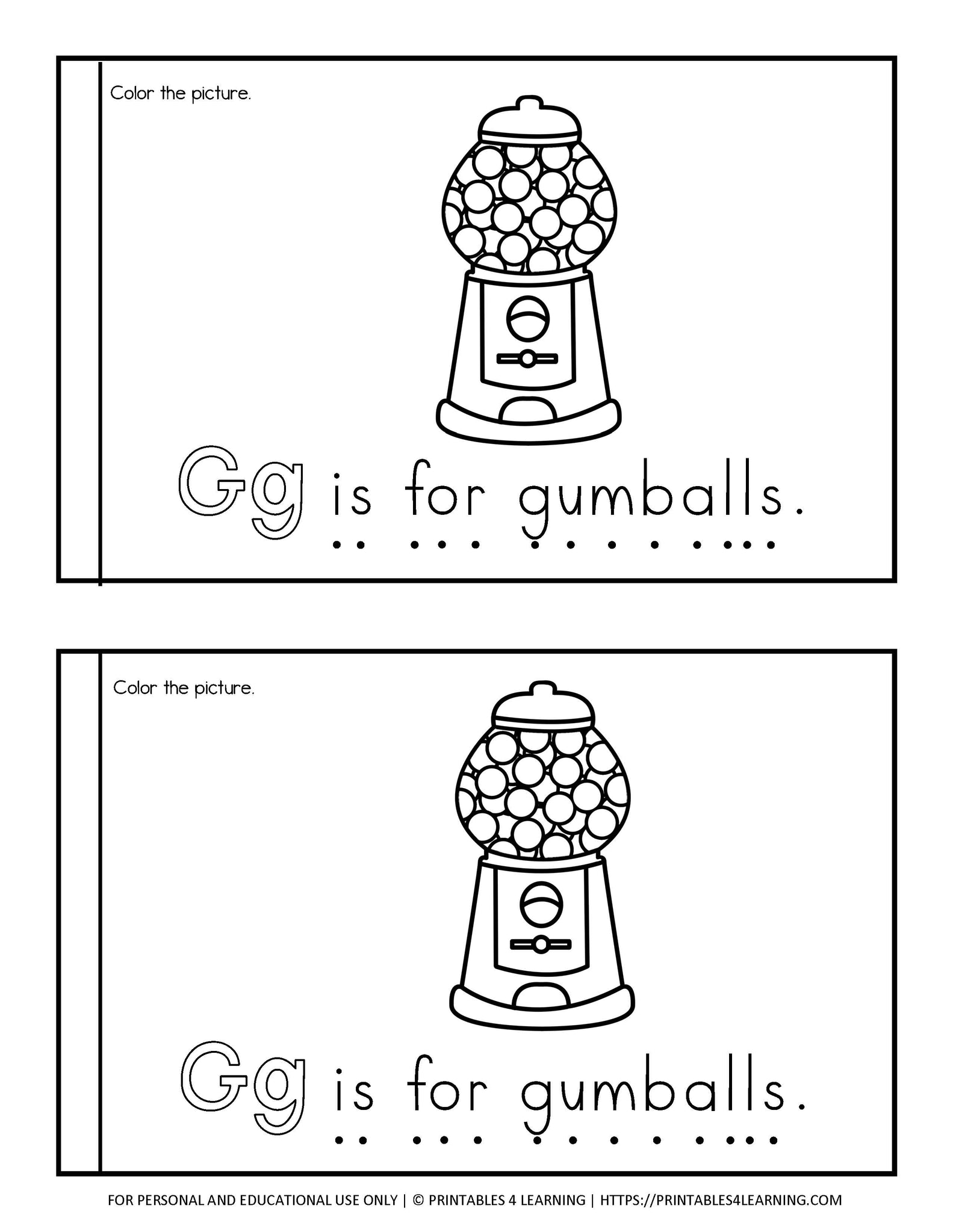Letter g emergent reader coloring book â printables learning