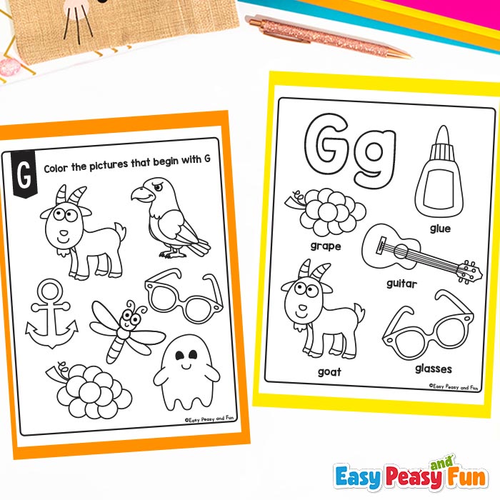 Letter g worksheets for preschool and kindergarten