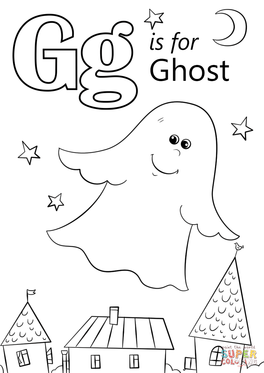 Letter g is for ghost coloring page free printable coloring pages