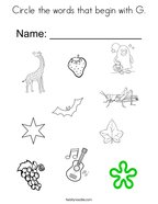 Letter g coloring pages