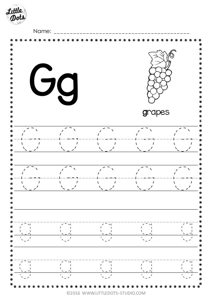 Free letter g tracing worksheets