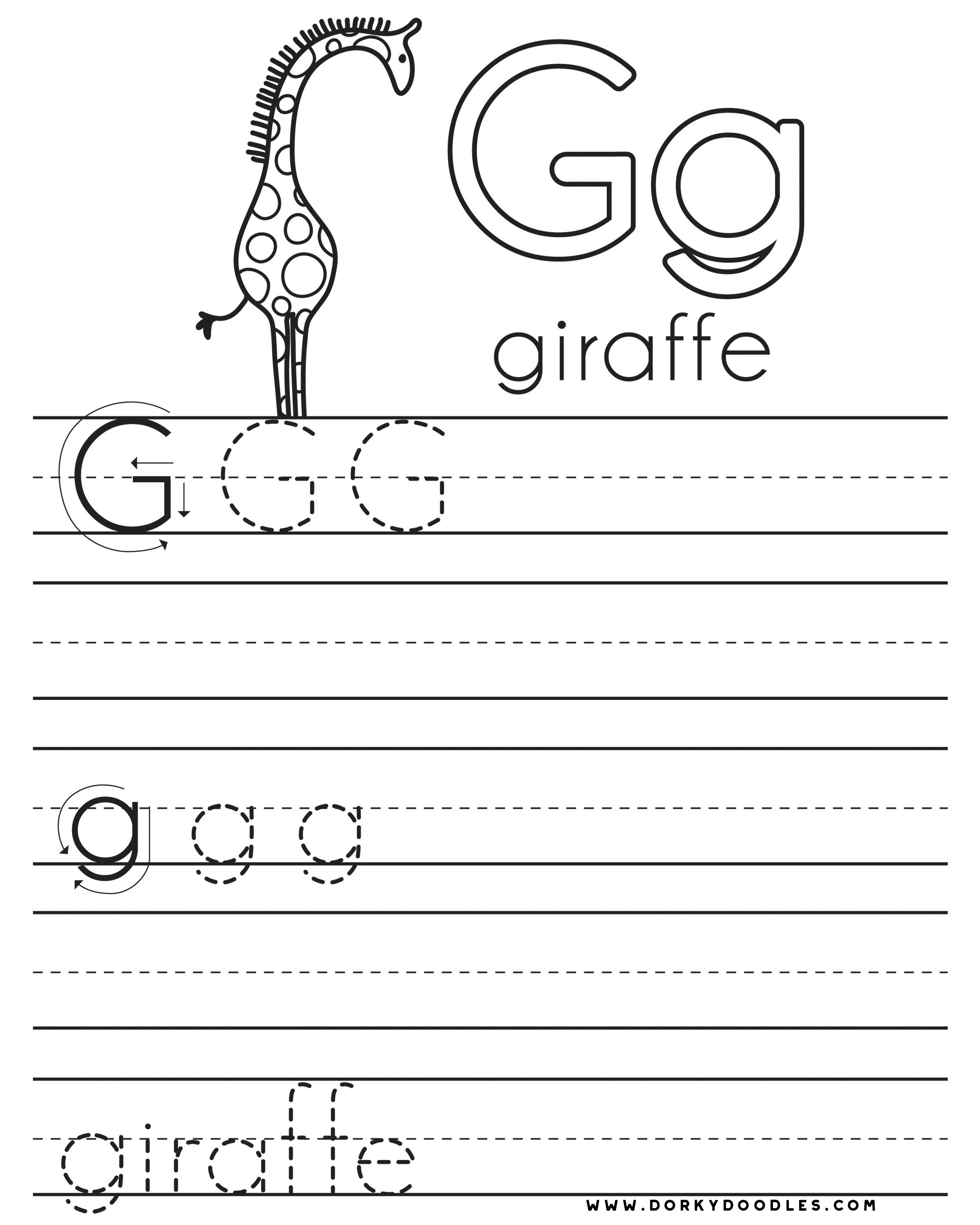 Letter practice g worksheets â dorky doodles