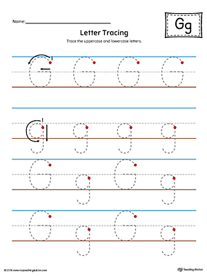 Letter g tracing printable worksheet color