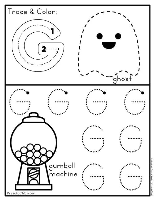 Letter g preschool printables