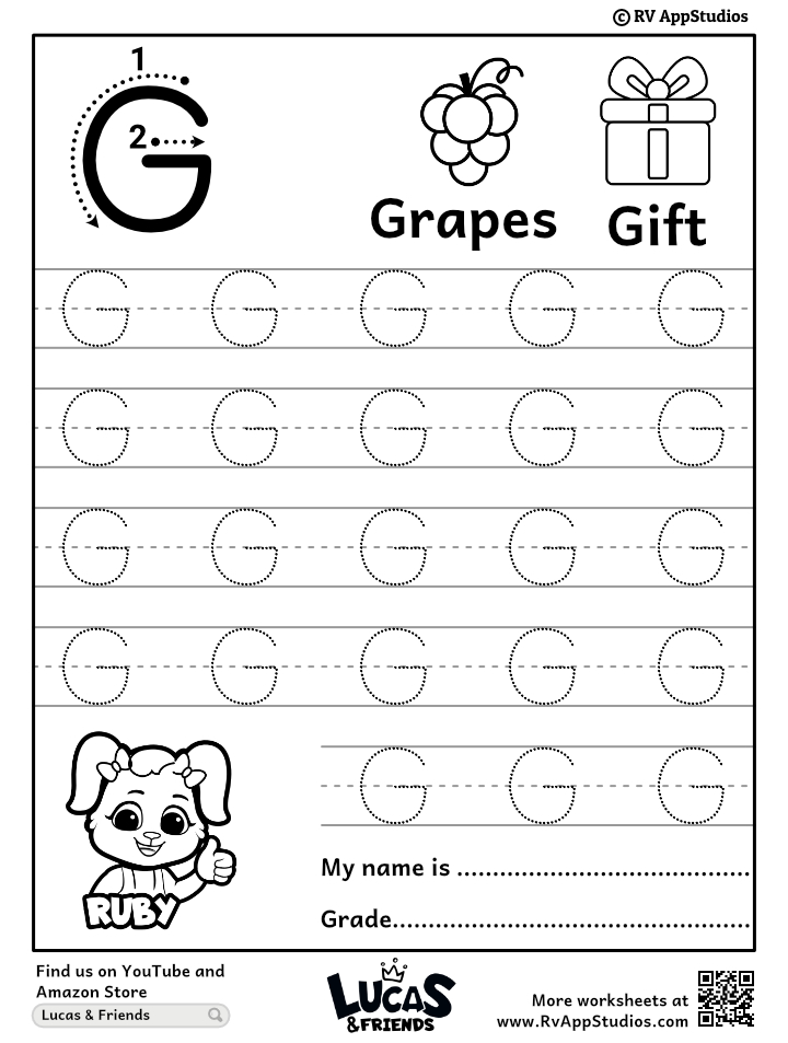 Capital letter g tracing worksheet trace uppercase letter g