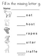 Letter g coloring pages