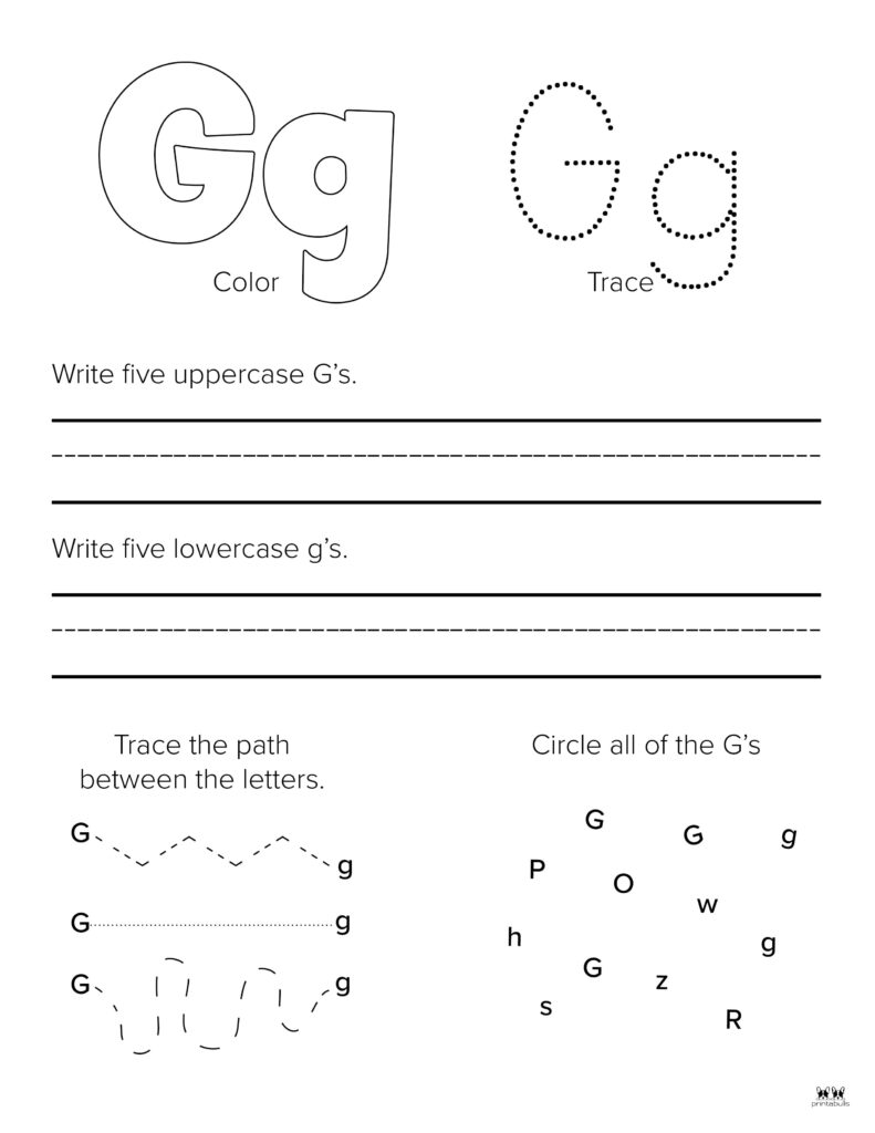 Letter g worksheets