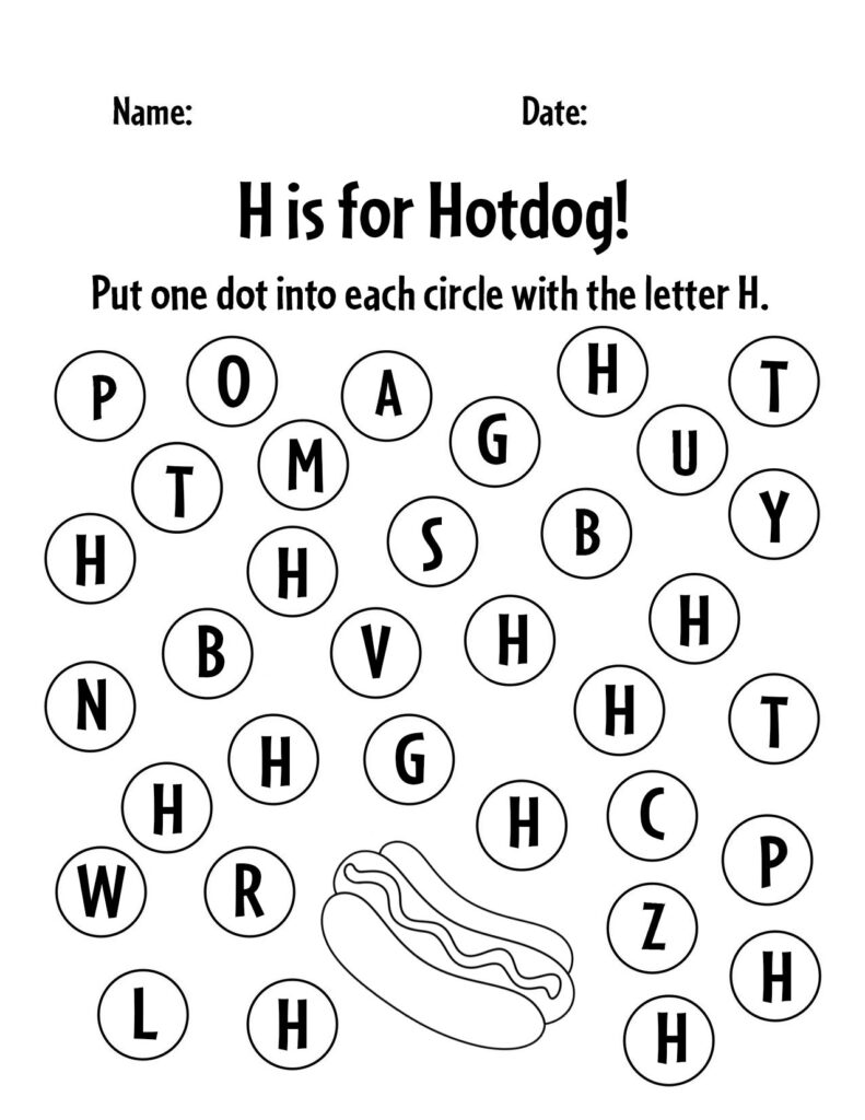 Free letter h worksheets for preschool â the hollydog blog