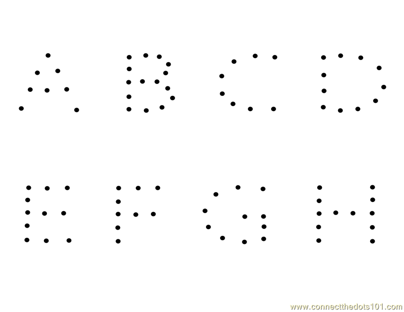 Alphabets a to h dot to dot printable worksheet