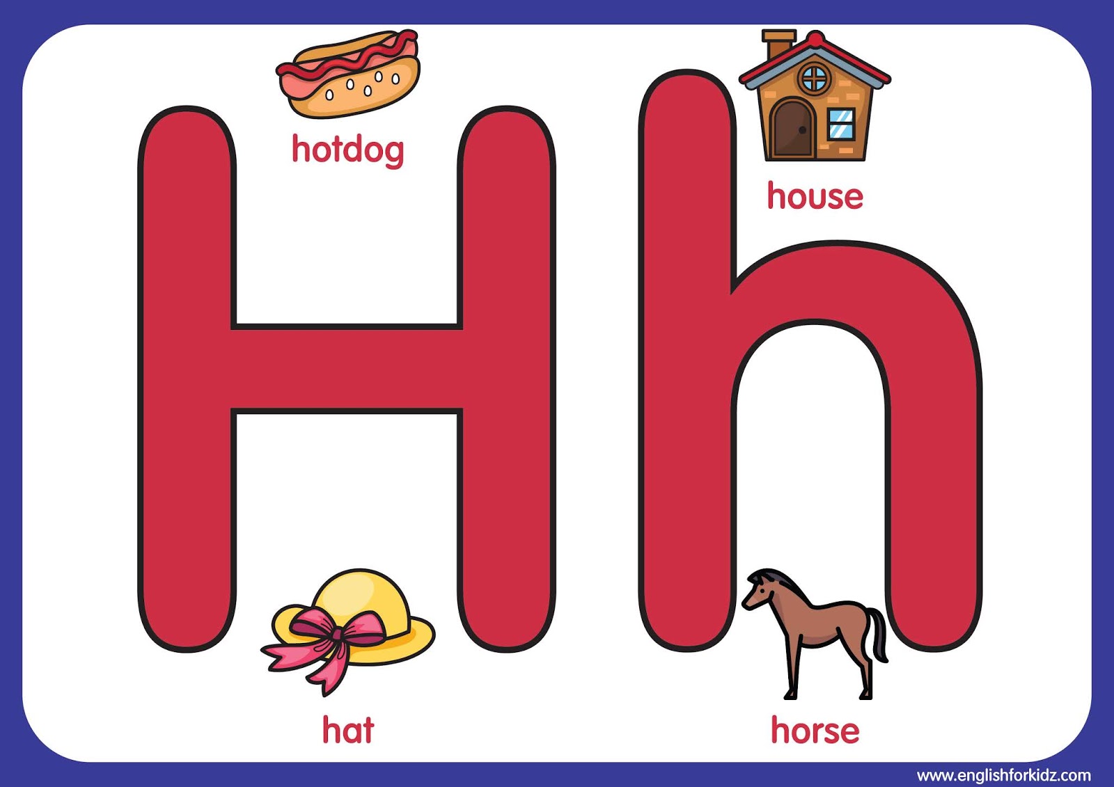 English for kids step by step letter h worksheets flash cards coloring pages