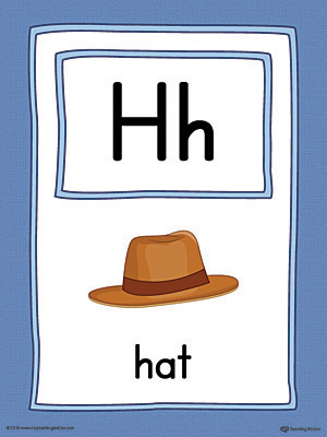 Letter h large alphabet picture card printable color