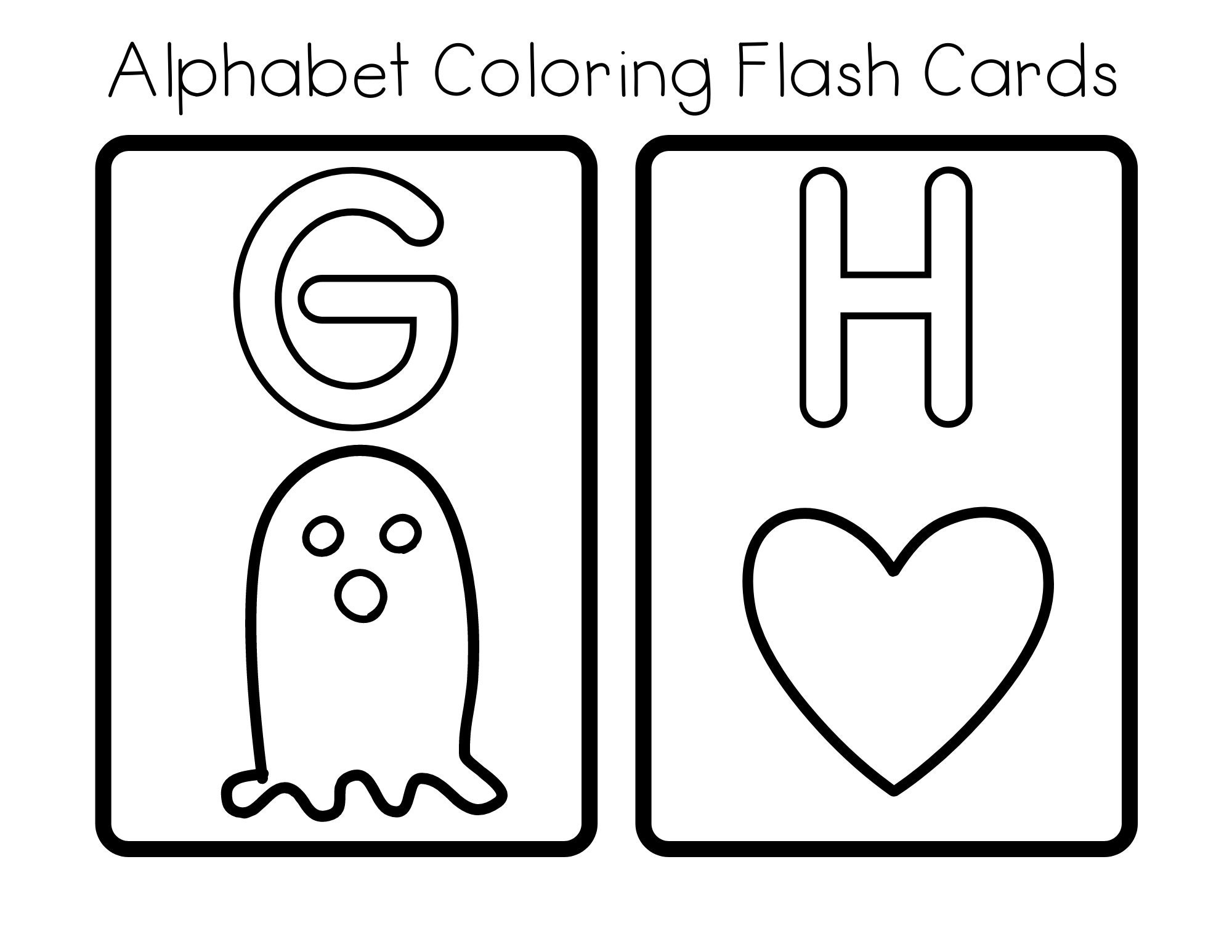 Alphabet coloring flash cards