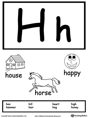 Free letter h printable alphabet flash cards for preschoolers