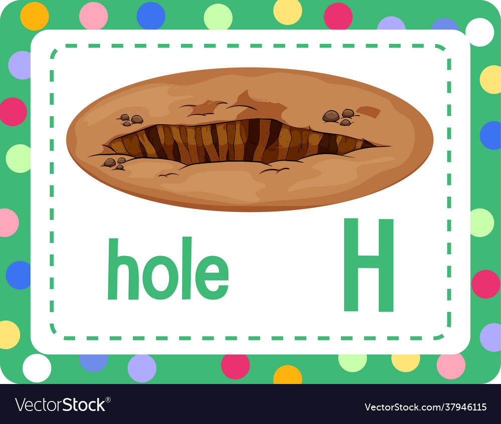 Alphabet flashcard with letter h for hole vector image